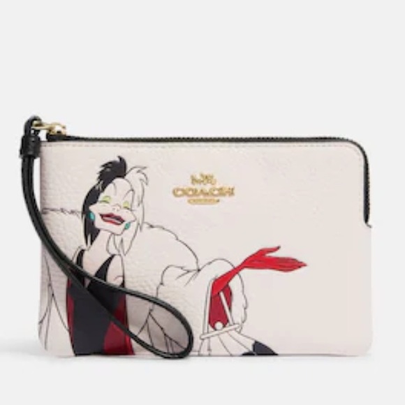 Coach Handbags - Disney X Coach Corner Zip Wristlet With Cruella Motif